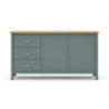 Credenza Misti 2 ante e 3 cassetti in legno massiccio verde khaki e rovere