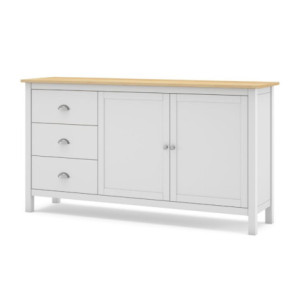 Zoom Credenza Misti 2 ante e 3 cassetti in legno massiccio bianco e rovere