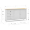 Credenza Misti 2 ante e 3 cassetti in legno massiccio bianco e rovere