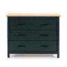 Comò Miranda 3 cassetti in legno massiccio blu e top pino