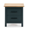 Comodino Miranda 2 cassetti in legno massiccio blu e top pino
