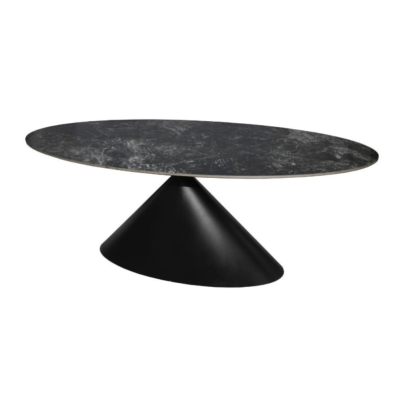 Tavolo ovale fisso Punto con piano effetto marmo nero 200x100xH76 cm.