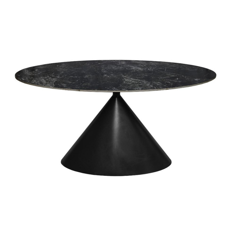 Tavolo ovale fisso Punto con piano effetto marmo nero 200x100xH76 cm.
