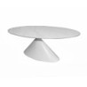 Tavolo ovale fisso Punto con piano effetto marmo bianco 200x100xH76 cm.
