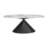 Tavolo ovale fisso Punto con piano effetto marmo con dettagli blu 200x80xH76 cm.