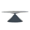 Tavolo ovale fisso Punto con piano effetto marmo con dettagli blu 200x80xH76 cm.