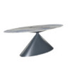Tavolo ovale fisso Punto con piano effetto marmo con dettagli blu 200x80xH76 cm.