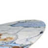 Tavolo ovale fisso Punto con piano effetto marmo con dettagli blu 200x80xH76 cm.