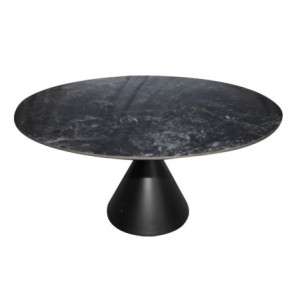 Zoom Tavolo fisso Punto con piano effetto marmo nero D150xH76 cm.
