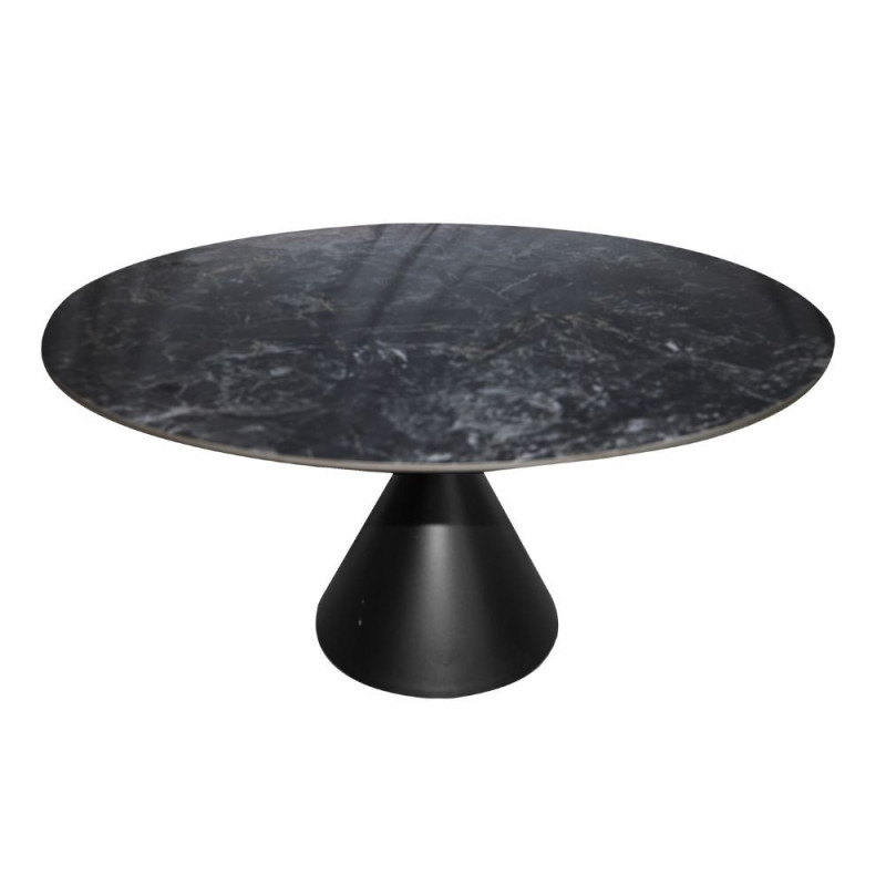 Tavolo fisso Punto con piano effetto marmo nero D150xH76 cm.