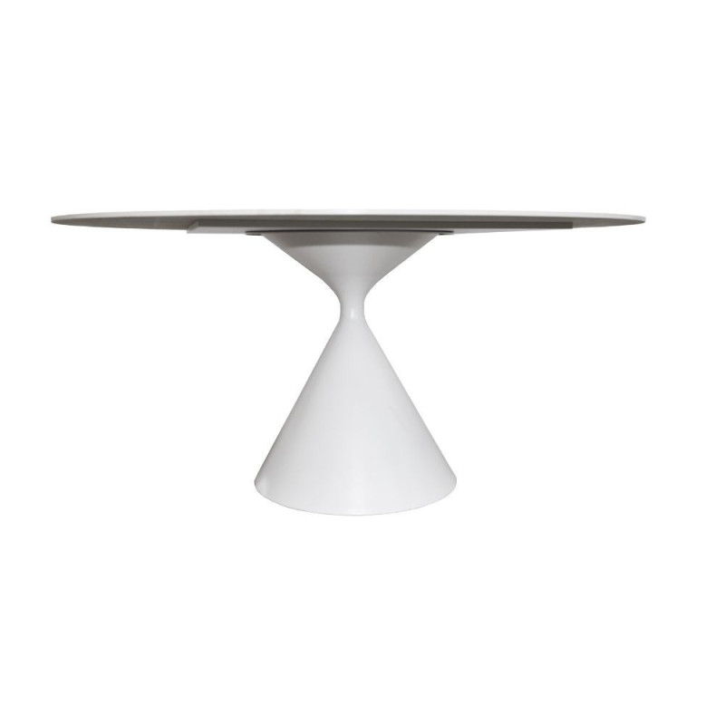 Tavolo fisso Punto con piano effetto marmo bianco D150xH76 cm.