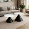 Set 2 tavolini da salotto basso Punto con piano effetto marmo bianco e gambe in metallo nero