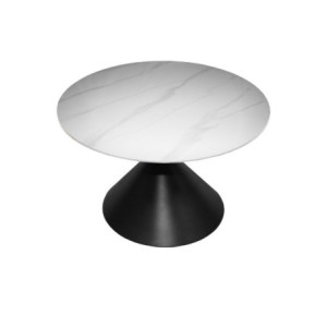 Zoom Set 2 tavolini da salotto basso Punto con piano effetto marmo bianco e gambe in metallo nero