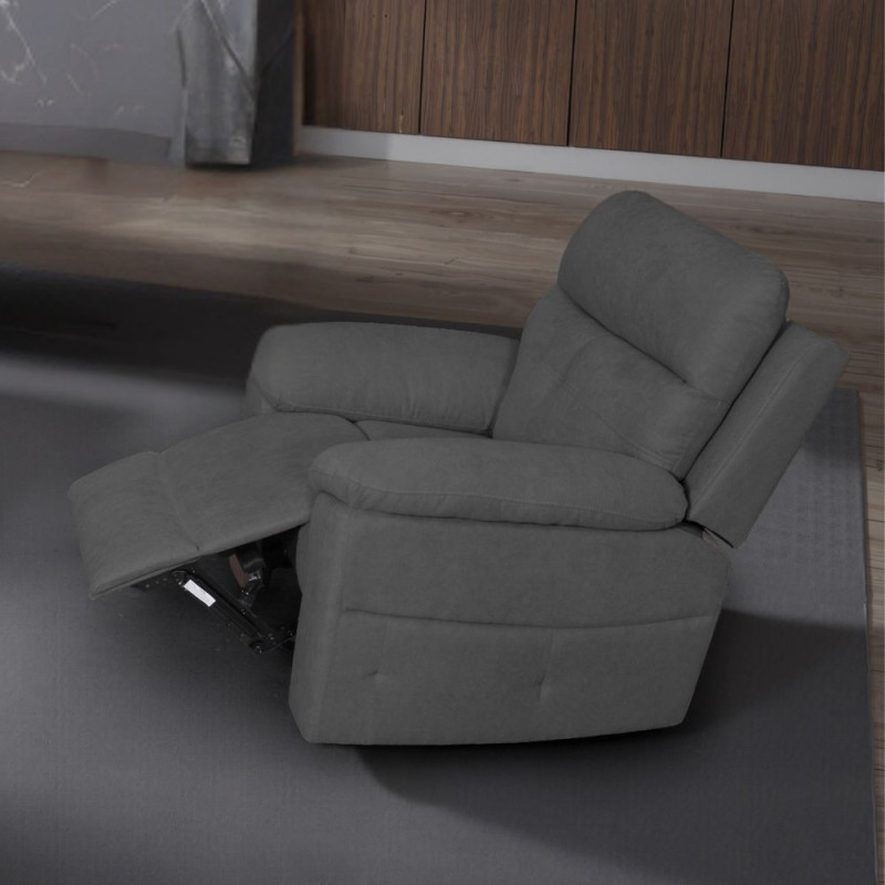 Poltrona Kayde recliner elettrico in tessuto Mia 103-27 grigio scuro