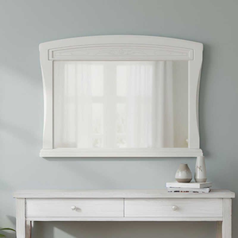 Specchiera Aurora in legno con cornice colore avorio