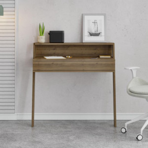 Zoom Scrivania da parete hitit noce con cassetto Cowork 94 cm.