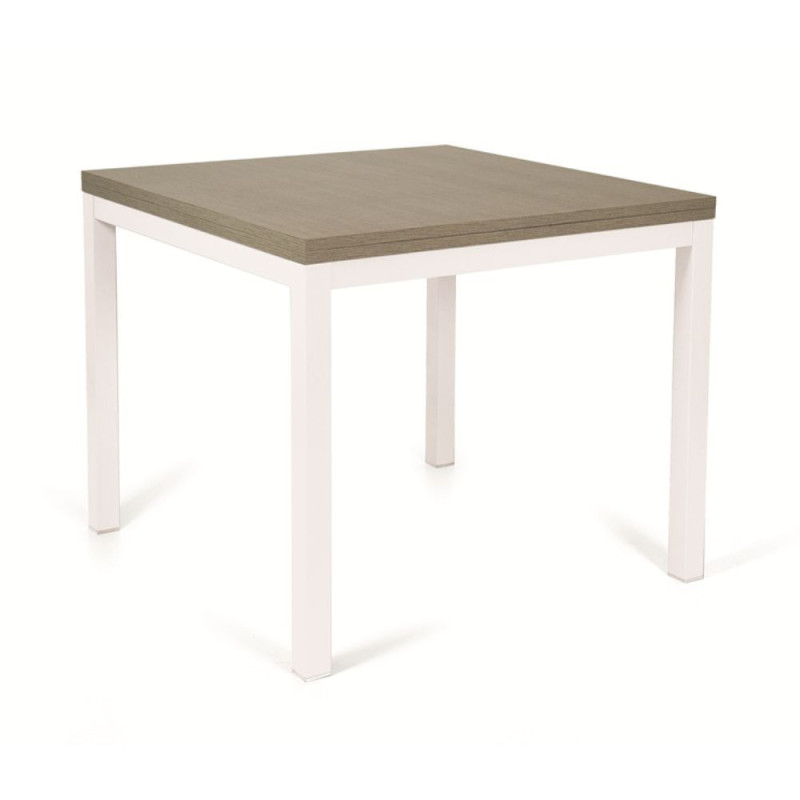 Tavolo allungabile Monster 90x90 colore bianco e piano larice grigio