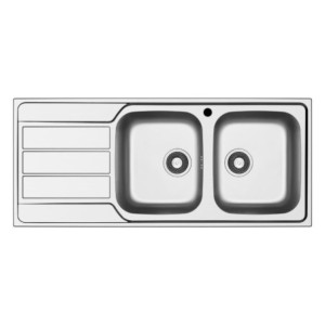 Lavello incasso Tirreno116 con 2 vasche destre e gocciolatoio sinistro inox
