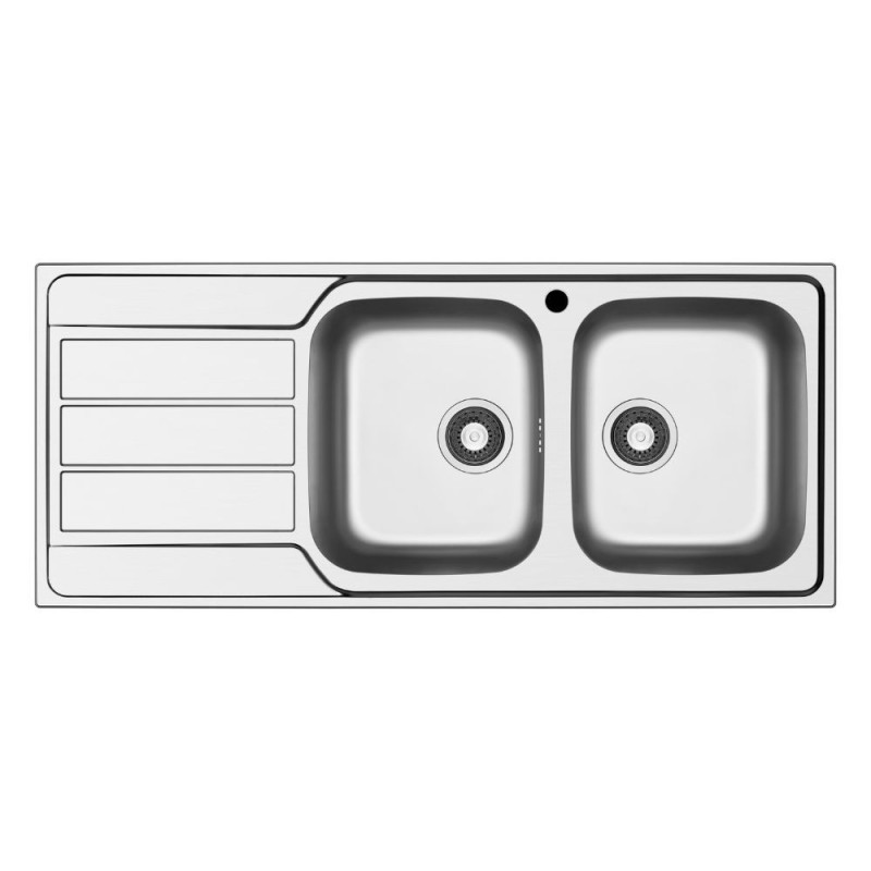 Lavello incasso Tirreno116 con 2 vasche destre e gocciolatoio sinistro inox