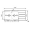 Lavello incasso Tirreno116 con 2 vasche sinistre e gocciolatoio destro inox