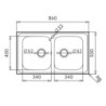 Lavello da incasso Tirreno862 2 vasche 86x50 inox