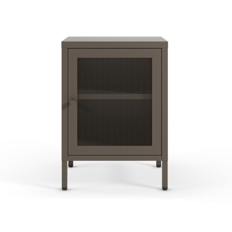 Comodino Fayna19364 in metallo con 1 anta colore mocha