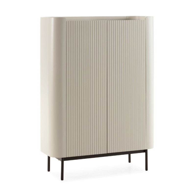 Mobile multiuso Willa18929 con 2 ante effetto cannettato colore crema
