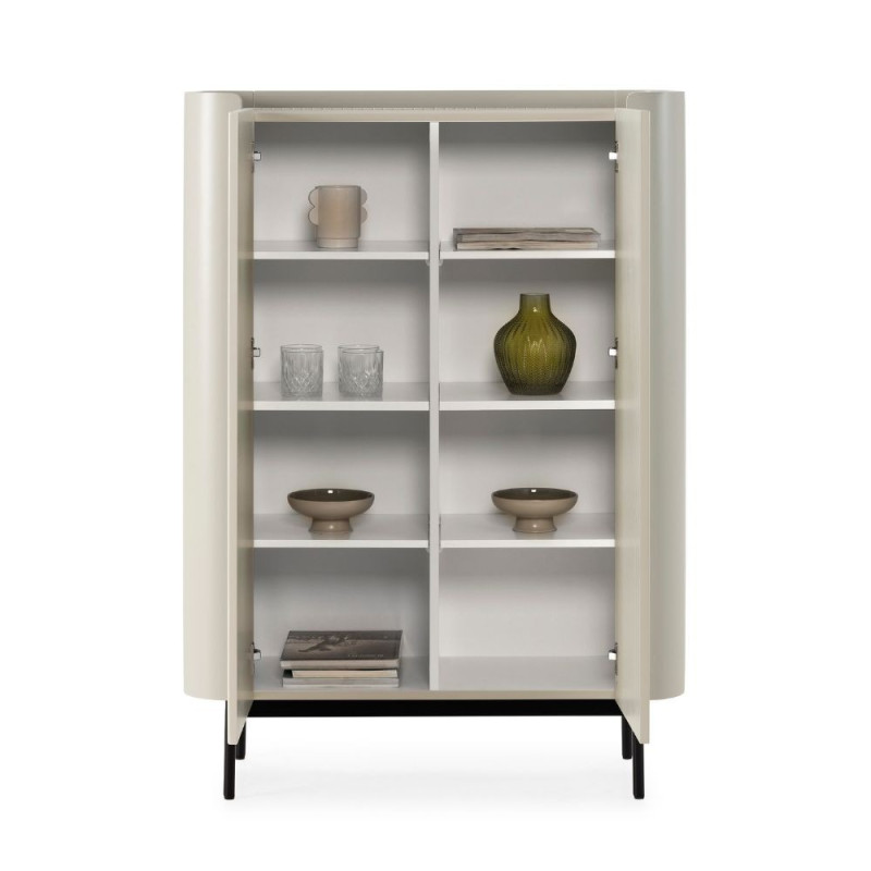 Mobile multiuso Willa18929 con 2 ante effetto cannettato colore crema