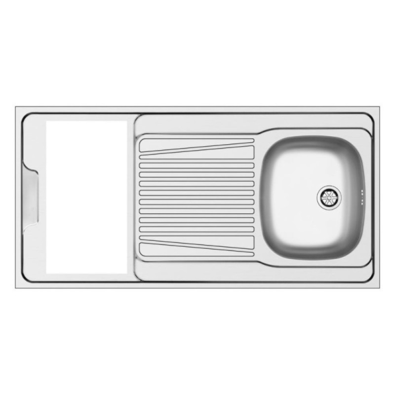 Lavello monoblocco reversibile Indiano120 1 vasca con foro per piano cottura da 30 cm. inox