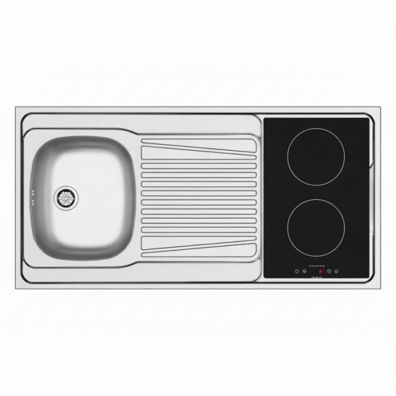 Lavello monoblocco reversibile Indiano120 1 vasca con foro per piano cottura da 30 cm. inox