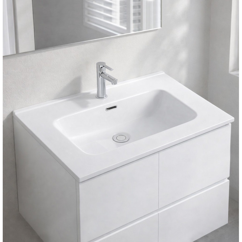 Lavabo consolle da appoggio LAV9060S in ceramica 1 vasca 61x46.5 cm. bianco lucido