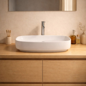 Zoom Lavabo da appoggio LAV43560 in ceramica 60x38x14 cm bianco lucido