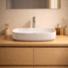 Lavabo da appoggio LAV43560 in ceramica 60x38x14 cm bianco lucido