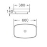 Lavabo da appoggio LAV43560 in ceramica 60x38x14 cm bianco lucido