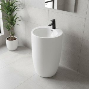 Zoom Lavabo freestanding LAV203 in ceramica D 50x86 cm. bianco lucido