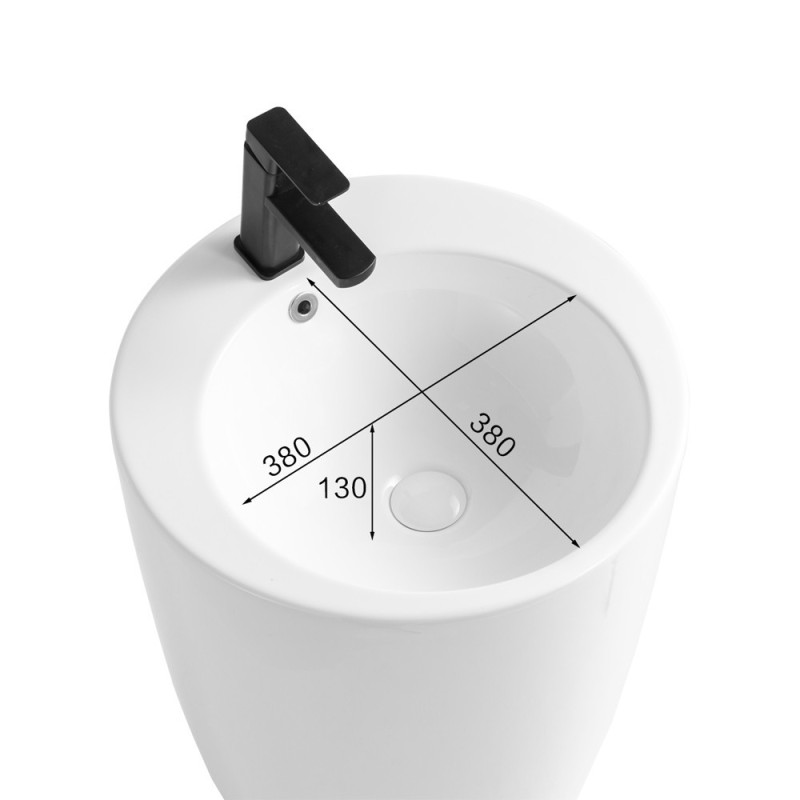 Lavabo freestanding LAV203 in ceramica D 50x86 cm. bianco lucido