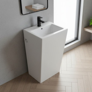 Zoom Lavabo freestanding LAV303 in ceramica 53x46.5x86.5 cm bianco