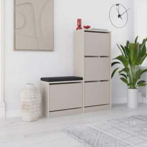 Zoom Scarpiera con panca Dude con 4 ante a ribalta colore cashmere