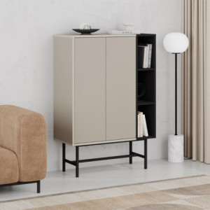 Zoom Mobile multiuso Mona con due ante cashmere e tre nicchie a giorno nere