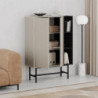 Mobile multiuso Mona con due ante cashmere e tre nicchie a giorno nere