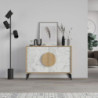 Madia Gora 110 cm struttura colore rovere con ante carrara effetto marmo bianco