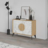 Madia Gora 110 cm struttura colore rovere con ante carrara effetto marmo bianco