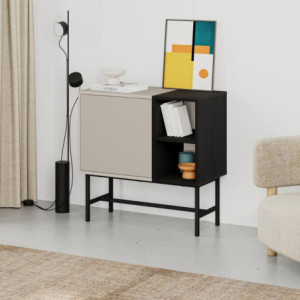 Zoom Mobile multiuso Mona Mini con anta cashmere e due nicchie a giorno nere