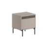 Comodino Mott con cassetto tortora e dark coffee con dettaglio decorativo