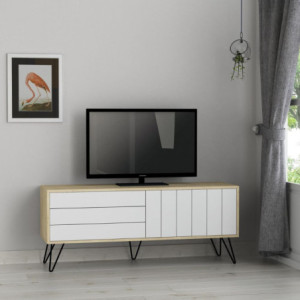 Zoom Mobile porta tv Picadilly struttura colore rovere con 2 ante a ribalta colore bianco