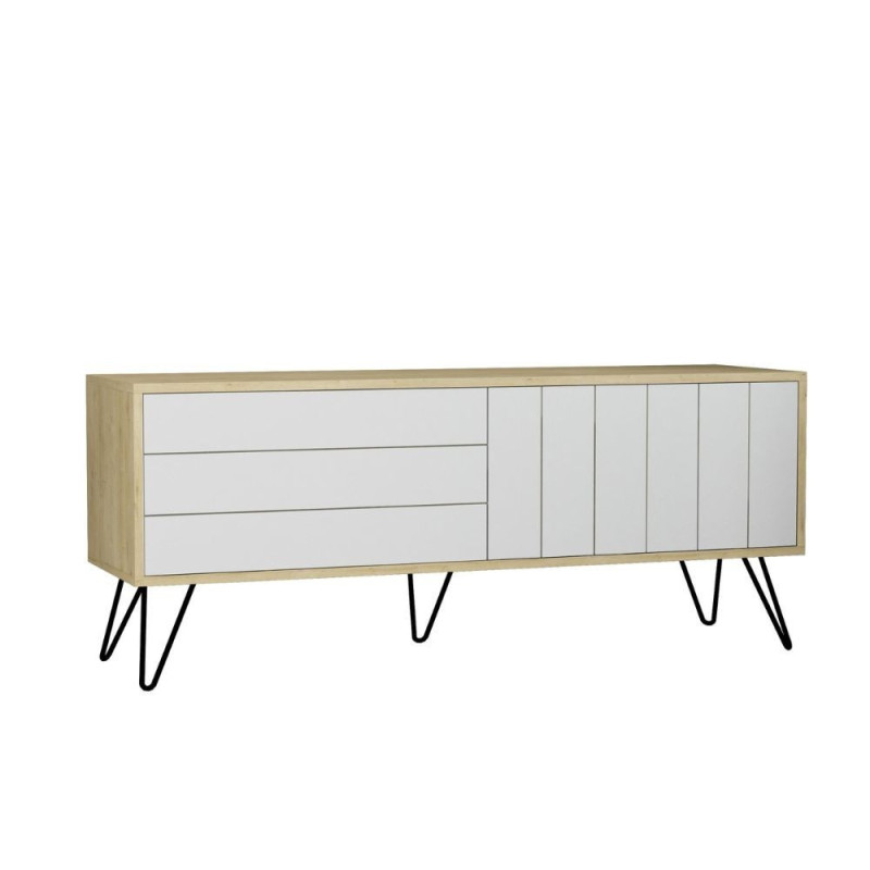 Mobile porta tv Picadilly struttura colore rovere con 2 ante a ribalta colore bianco