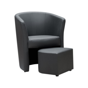 Zoom Poltrona Pegasus con pouf estraibile in ecopelle grigio scuro