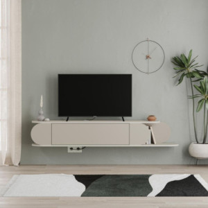 Zoom Mobile porta tv sospeso Tone con 2 ante a ribalta e vano laterale a giorno colore cashmere