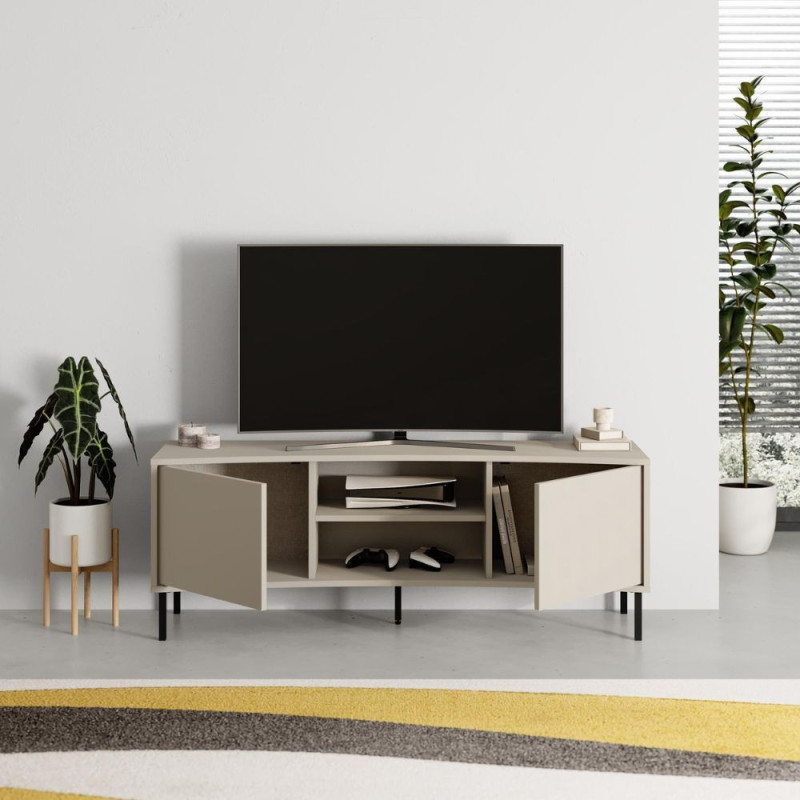 Mobile porta tv Frem con 2 ante e nicchie a giorno colore cashmere