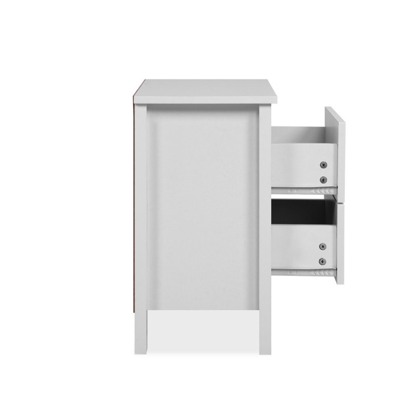 Comodino Karlstad 61A con 2 cassetti colore bianco